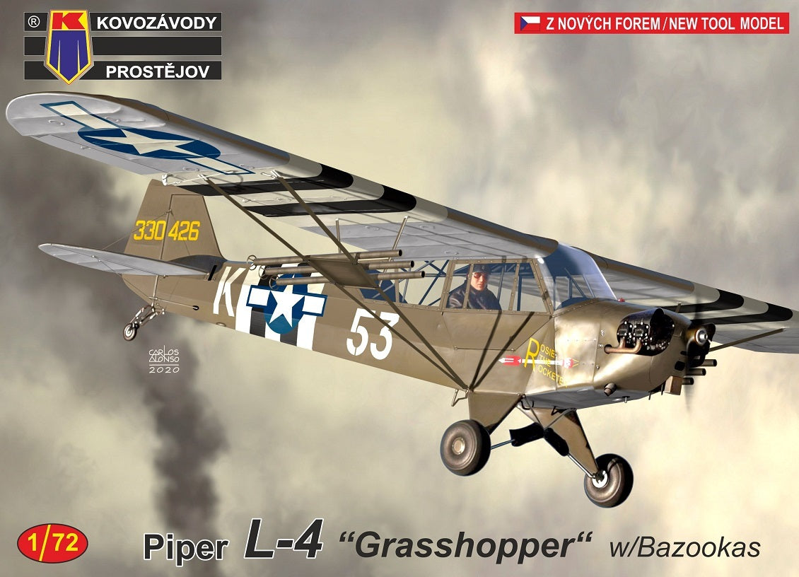 Kovozavody 1/72 Piper L-4 "Grasshopper" w/Bazookas Plastic Model Kit