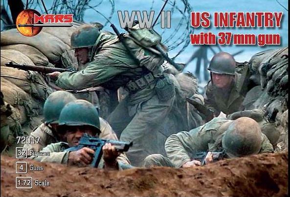 Mars 1/72 US Infantry with 37mm gun Plastic Model Kit