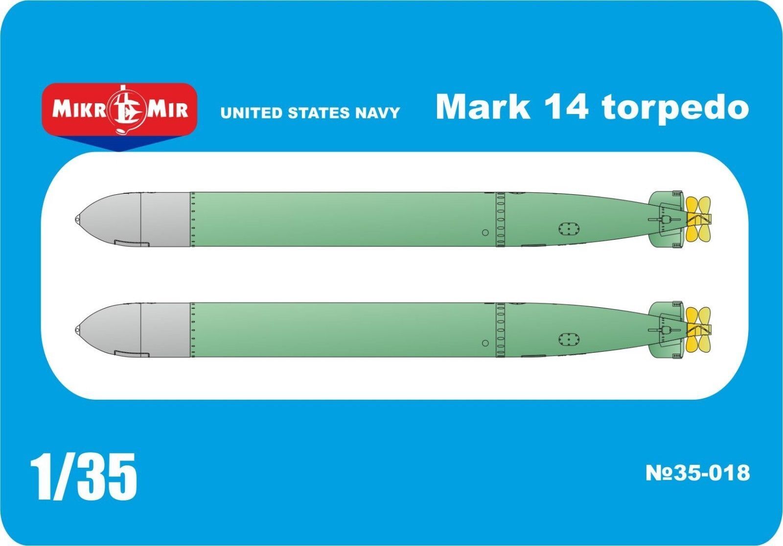 MikroMir 1/35 USA Mark14 torpedo (2 pcs in box ) Plastic Model Kit