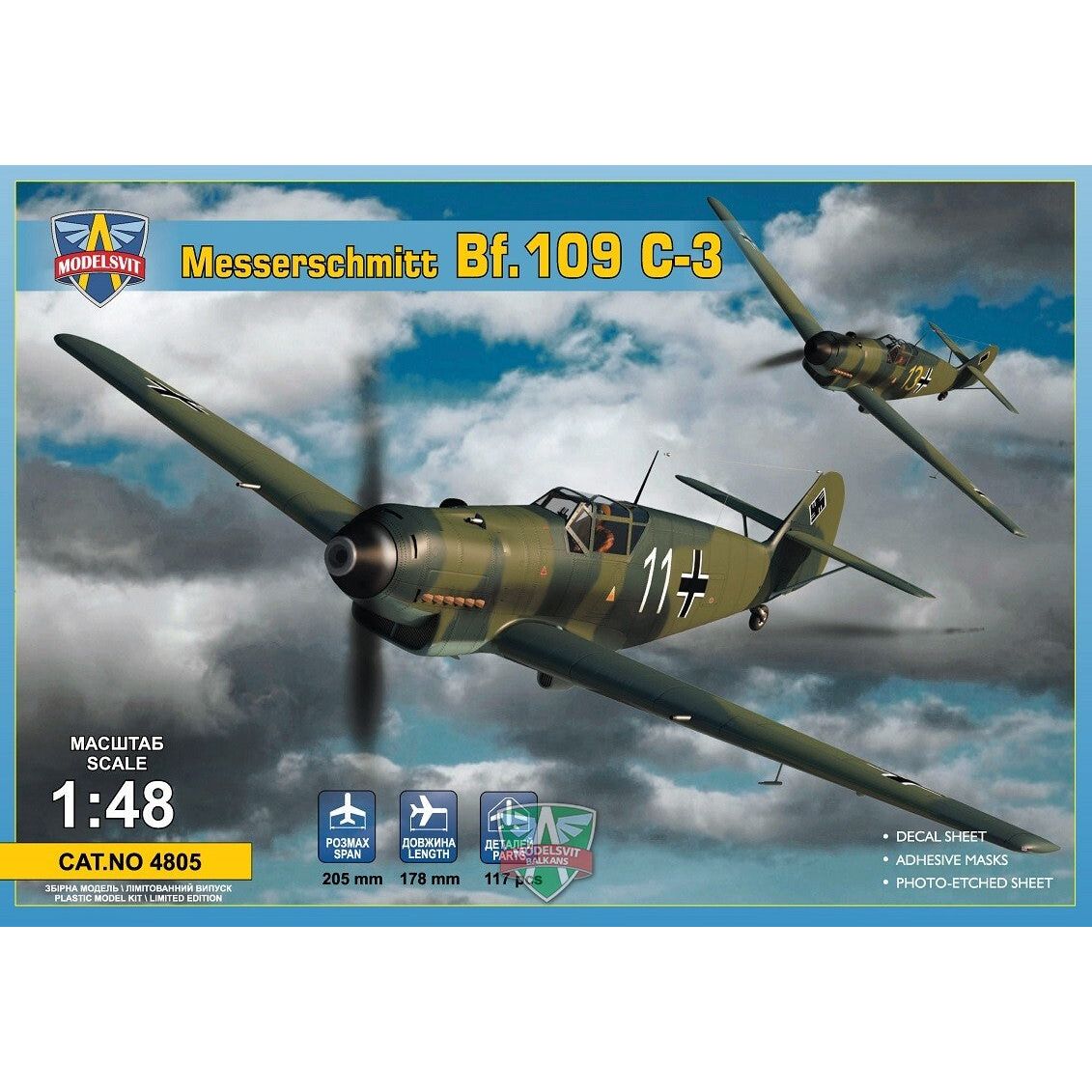 ModelSvit 1/48 Messershmitt Bf.109 C-3 Plastic Model Kit