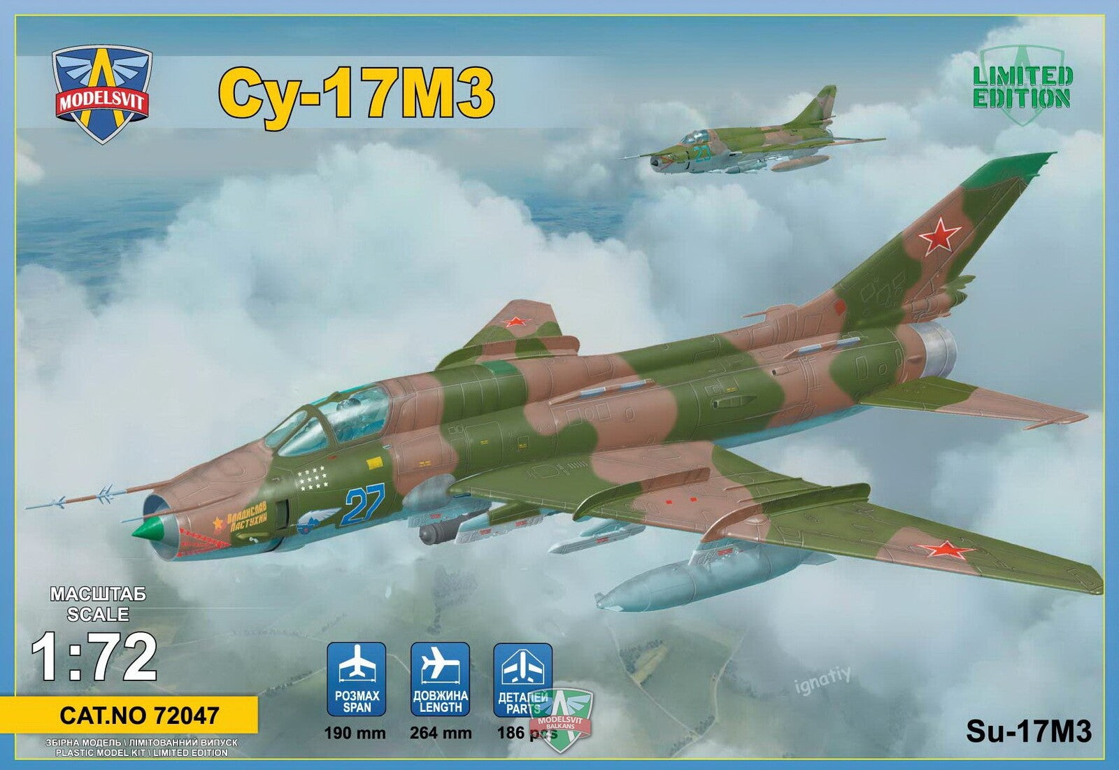 ModelSvit 1/72 Sukhoi Su-17M3 Advanced fighter-bomber (3 camos) Plastic Model Kit