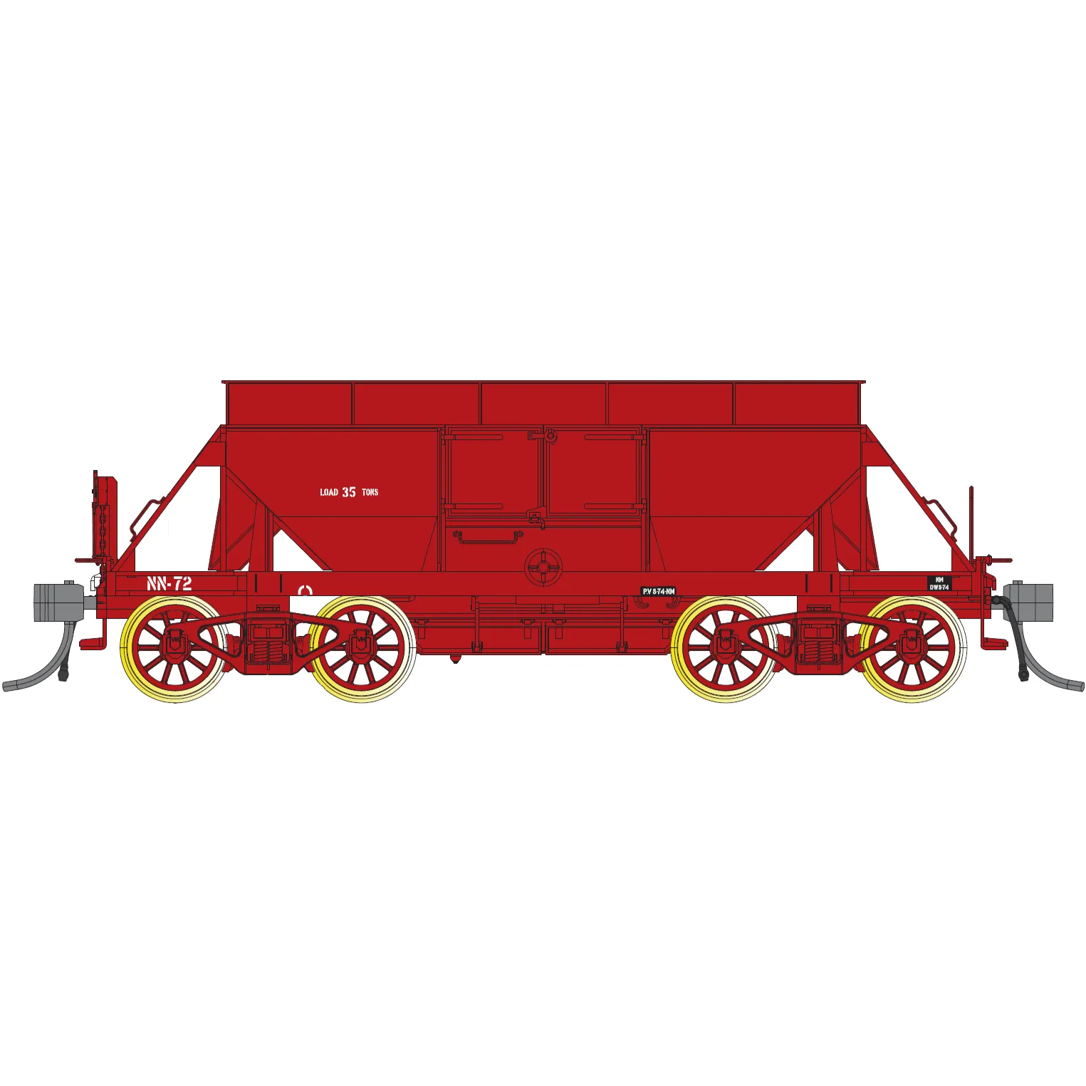 IDR HO VR NN/VHWA Ballast Wagon 4-Pack 2 (NN-51, NN-56, NN-60 and NN-72 all 30 Ton Cast Bogies)