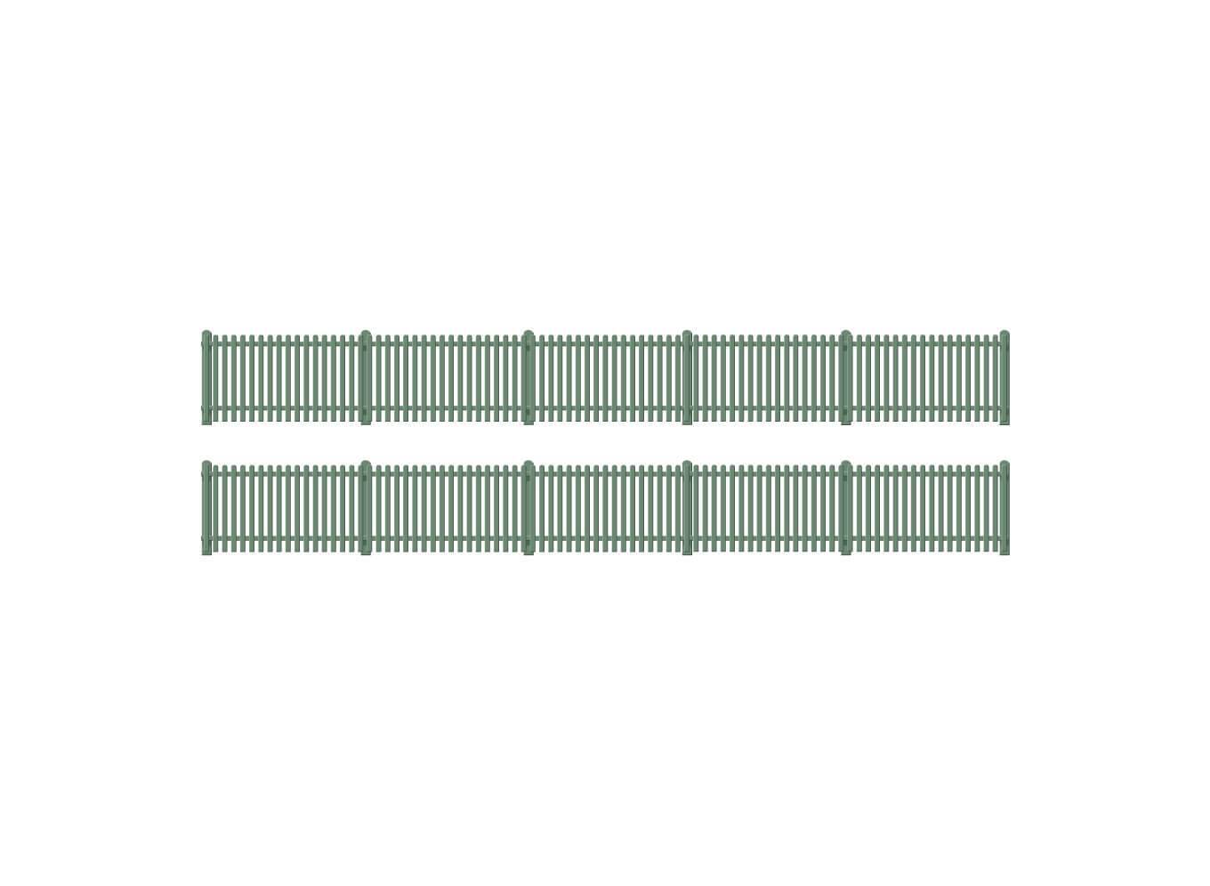 RATIO OO/HO Picket Fencing, Green (Straight Only)