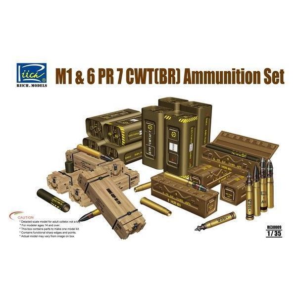 Riich Models 1/35 US M1 57mm & 6PR 7cwt (BR) Ammunition Set (4 Model kits per box)