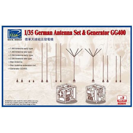 Riich Models 1/35 WWII German GG400 Generator & Antenna Set w/PE (2 Model kits per box)