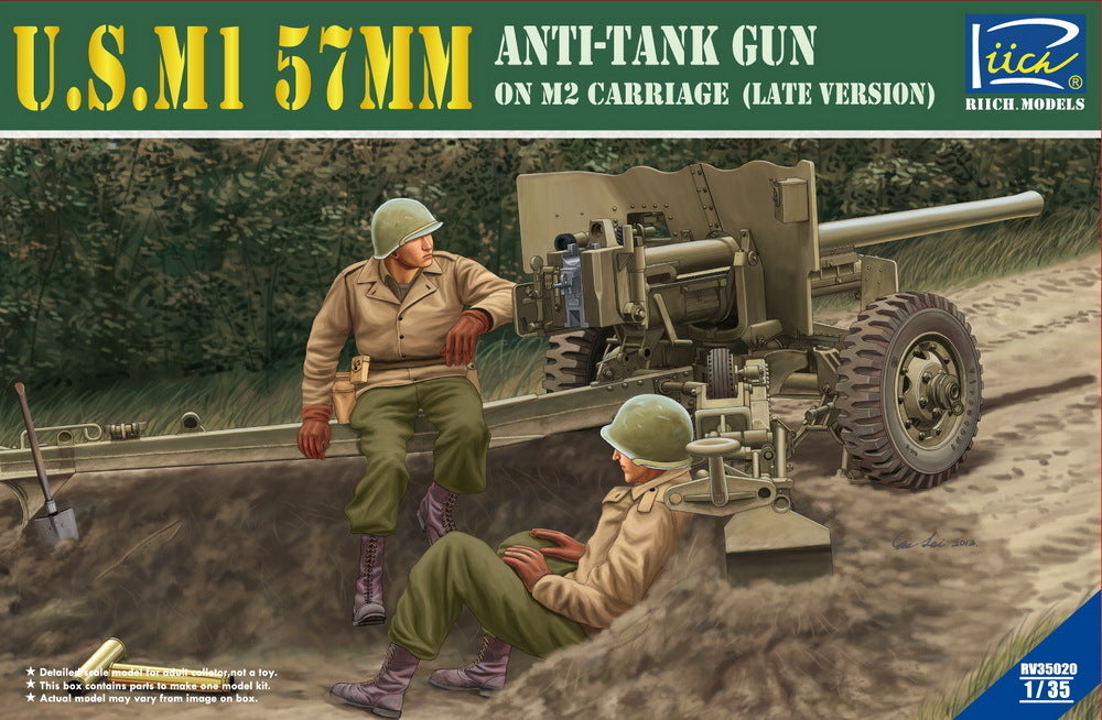 Riich Models 1/35 U.S.M1 57mm Anti-tank Gun on M2 carriage (Late Version) Plastic Model Kit