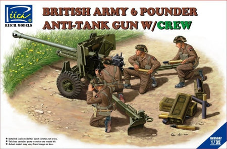 Riich Models 1/35 British Army 6 Pounder Infantry Anti-tank Gun w/Crews (4 Figs) Model Kit