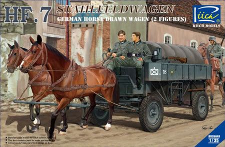 Riich Models 1/35 German Hf.7 Horse drawn Steel field wagen w/2 Horses & 2 Figures