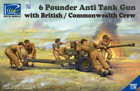 Riich Models 1/35 6 Pounder Infantry Anti-tank Gun w/British Commonwealth Crews (5 Figures)