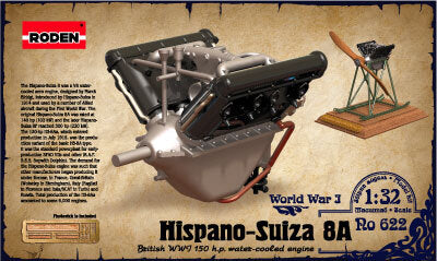 Roden 1/32 Hispano-Suiza 8A British WWI 150 h.p. water-cooled engine Plastic Model Kit [622]