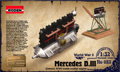 Roden 1/32 MERCEDES D.III 160 H.P. German WWI Water-cooled Engine Plastic Model Kit [623]