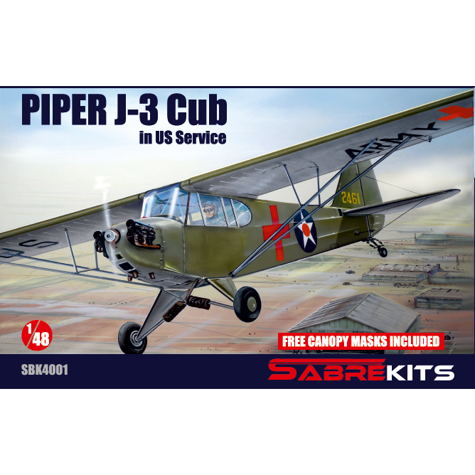 SabreKits 1/48 Piper J-3 Cub "US Service" Plastic Model Kit