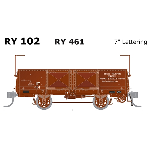 SDS MODELS HO VR RY Wagon RY 461 7" Lettering