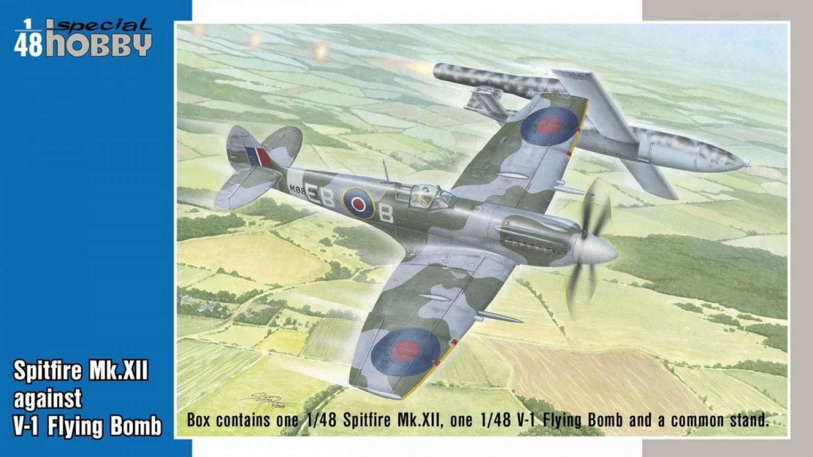 Special Hobby 1/48 Spitfire Mk.XII against V-1 Flying Bomb Plastic Model Kit