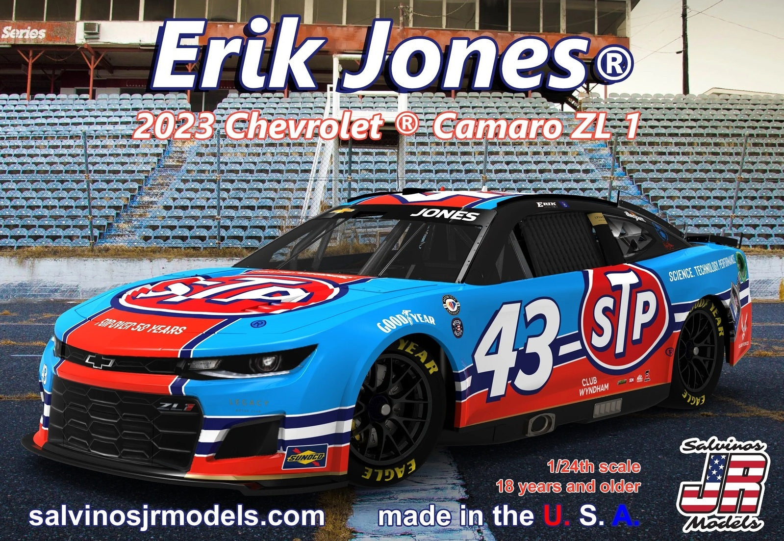 SALVINOS JR 1/24 Erik Jones No.43 STP 2023 NASCAR Next Gen Chevrolet Camaro