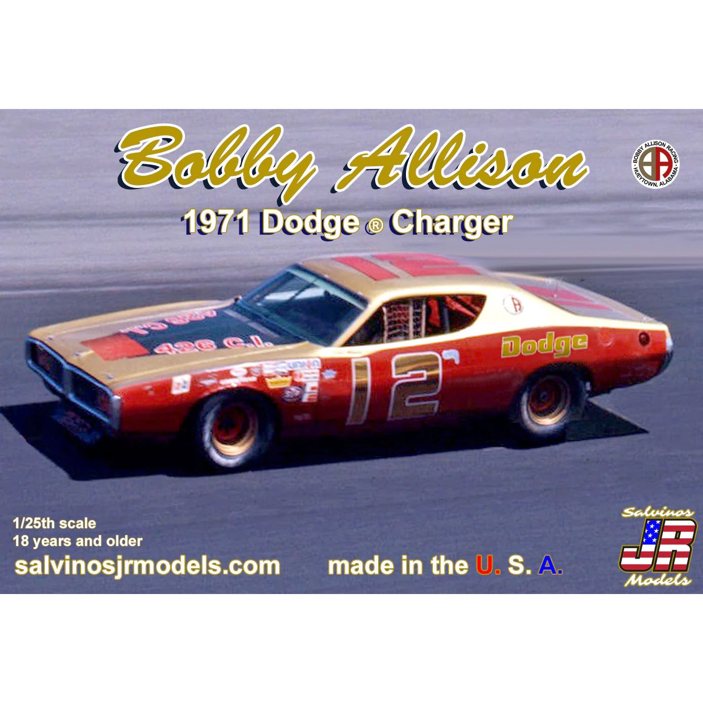 SALVINOS JR 1/25 Bobby Allison 1971 Dodge Charger Flathood Plastic Model Kit