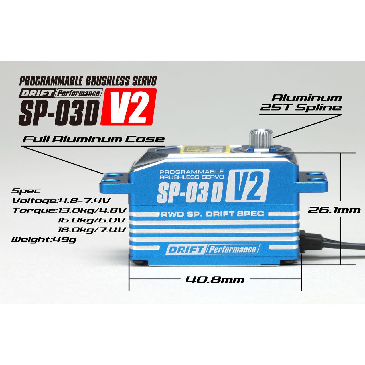 YOKOMO SP-03DV2BL Low Profile Brushless Servo V2 (Blue)