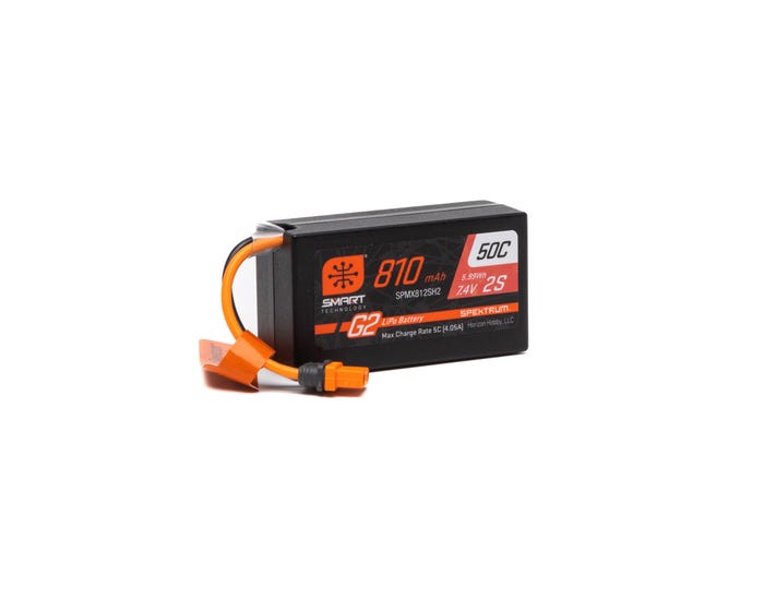 Spektrum 810mAh 2S 7.4V Smart G2 50C LiPo Battery with IC2 Connector