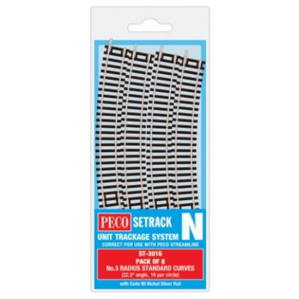 PECO N Setrack Standard Curve, 3rd Radius (Pack of 8) Code 80 (ST3016)