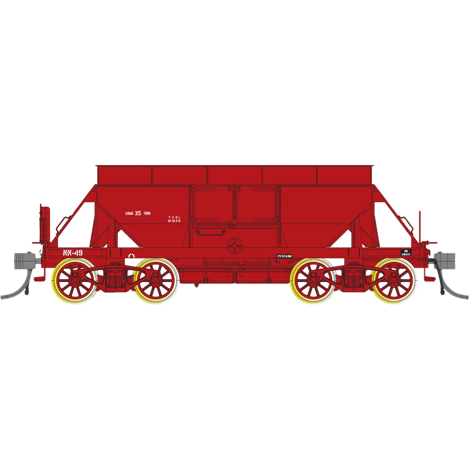 IDR HO VR NN/VHWA Ballast Wagon 4-Pack 1 (NN-47, NN-49, NN-102 and NN-135 all 30 Ton Cast Bogies)