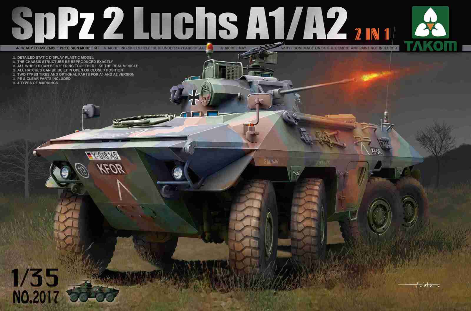 Takom 1/35 Bundeswehr SpPz 2 Luchs A1/A2 2 in 1 Plastic Model Kit