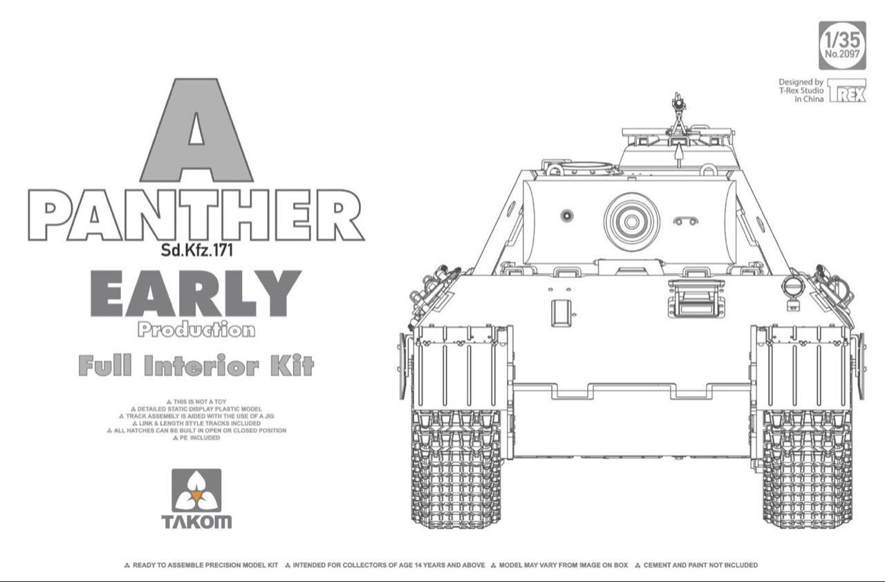 Takom 1/35 WWII German medium Tank Sd.Kfz.171 Panther A early w/ full interior Plastic Kit