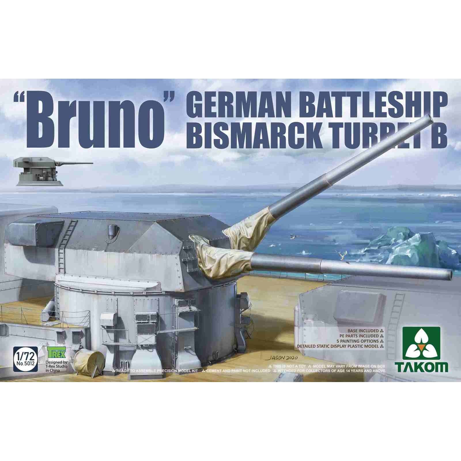 Takom 1/72 "Bruno" German Battleship Bismarck Turret B Plastic Model Kit