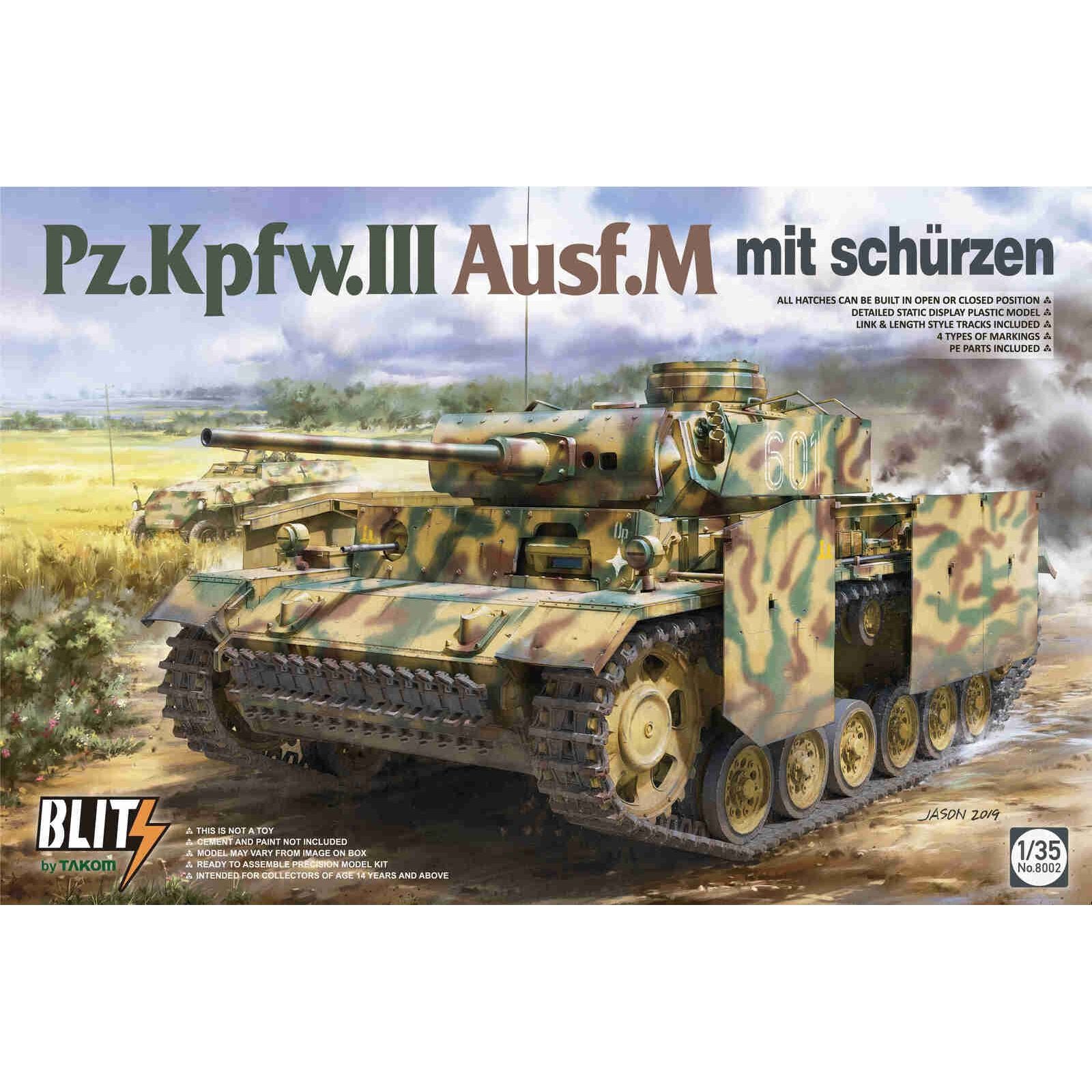 Takom 1/35 Pz.Kpfw.III Ausf.M mit schÃ¼rzen Plastic Model Kit