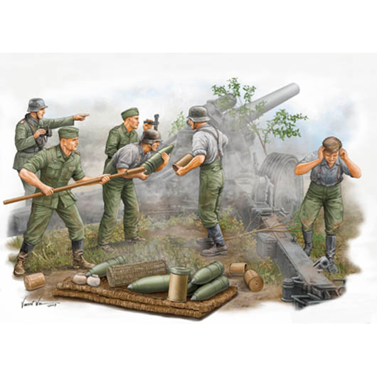 Trumpeter 1/35 German Field Howitzer Gun Crew (on firing)