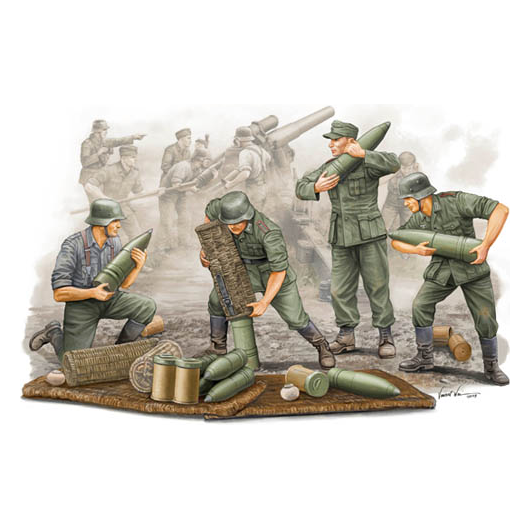 Trumpeter 1/35 German Field Howitzer Gun Crew (on carrying)