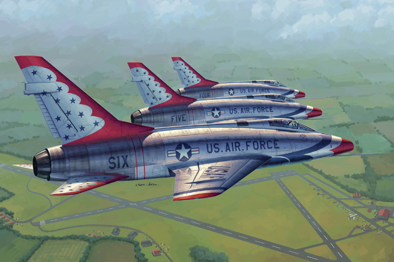 Trumpeter 1/48 F-100D in Thunderbirds livery