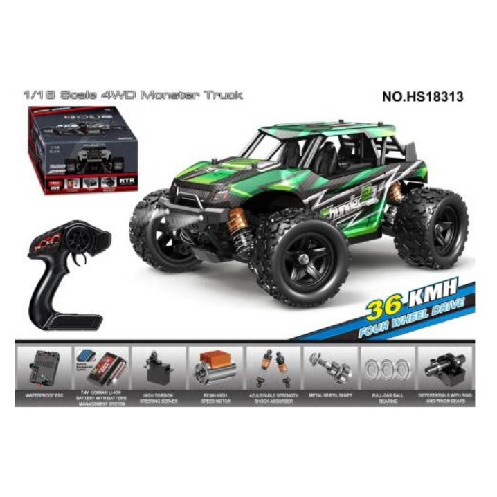 TORNADO 1/18 Thunder 4WD RTR High Speed Truck 36kmh 20 Minute Runtime - Green