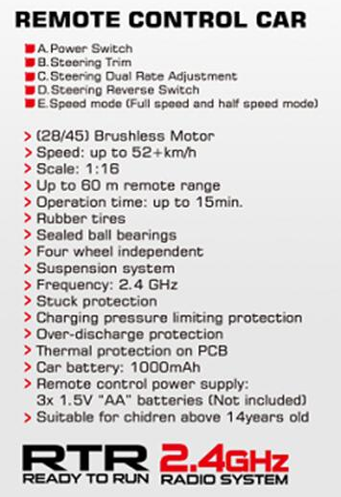 TORNADO RC 1/16 Brushless 4WD Ready to Run Monster Truck 52klm Top Speed