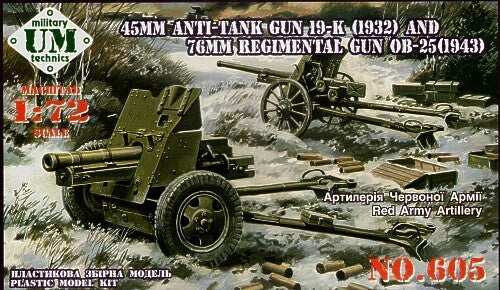 UM-MT 1/72 45mm gun 19-K (1932) & 76mm gun OB.-25 (1943) Plastic Model Kit