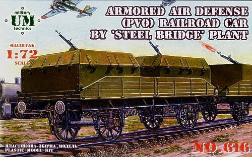 UM-MT 1/72 Armored Air Defense (PVO) Railroad car by steel bridge plant Plastic Model Kit