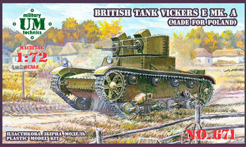 UM-MT 1/72 British Tank Vickers E Mk.A (made for Poland) - plastic tracks Plastic Model Kit