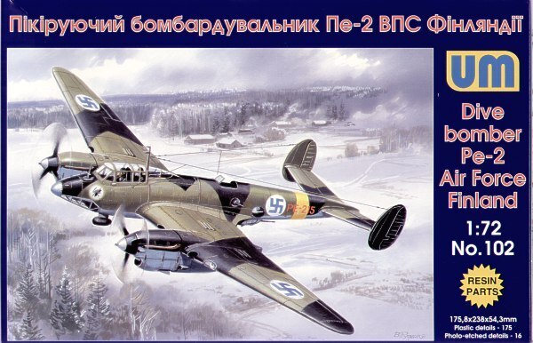 Unimodels 1/72 SOVIET WWII DIVE BOMBER Petlyakov Pe-2, Finnish Air Force Plastic Model Kit