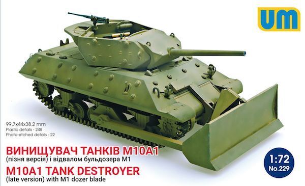 Unimodels 1/72 M10A1 Tank destroyer with M1Dozer Blade Plastic Model Kit