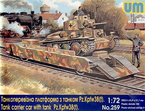 Unimodels 1/72 Tank carrier car with tank Pz.Kpfw 38 (t)Â Â Â  Plastic Model Kit