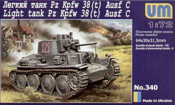 Unimodels 1/72 Light Tank PzKpfw 38 (t) Ausf.C Plastic Model Kit