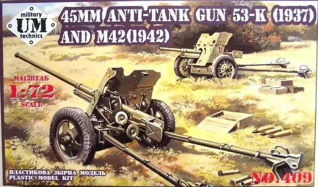 Unimodels 1/72 45mm AT gun model 1937/ model 1942 Plastic Model Kit