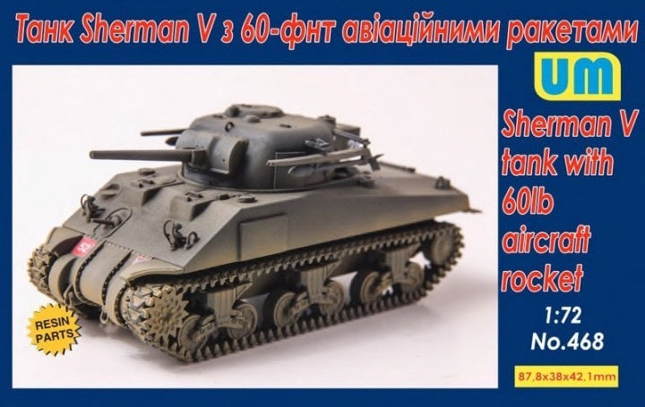 Unimodels 1/72 Sherman V tank with 60lb aircraft rocket Plastic Model Kit