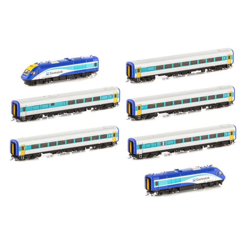 AUSCISION HO RailCorp CountryLink XPT W/ Sound, Blue/Teal/White - 7 Car Set