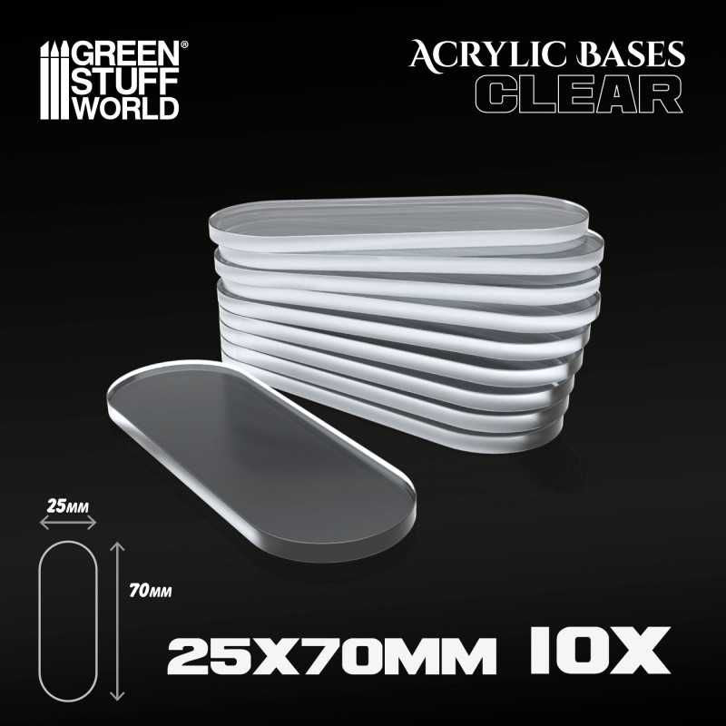 GREEN STUFF WORLD Acrylic Bases - Oval Pill 25x70mm CLEAR