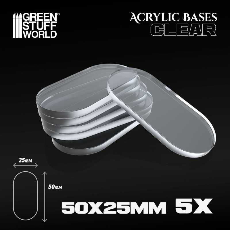 GREEN STUFF WORLD Acrylic Bases - Oval Pill 50x25mm CLEAR