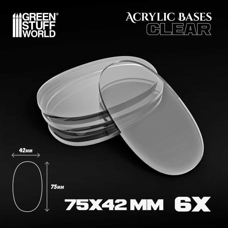 GREEN STUFF WORLD Acrylic Bases - Oval Pill 75x42mm CLEAR