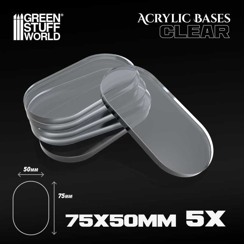 GREEN STUFF WORLD Acrylic Bases - Oval Pill 75x50mm CLEAR