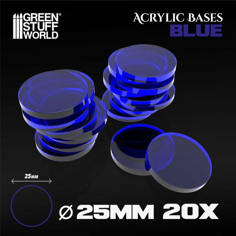 GREEN STUFF WORLD Acrylic Bases - Round 25 mm CLEAR BLUE