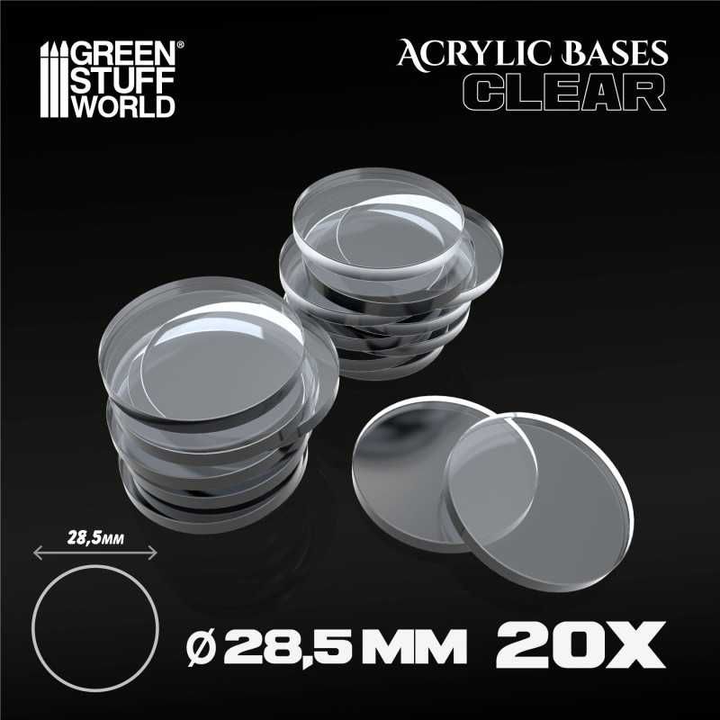 GREEN STUFF WORLD Acrylic Bases - Round 28,5mm CLEAR