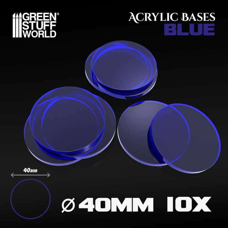 GREEN STUFF WORLD Acrylic Bases - Round 40 mm CLEAR BLUE